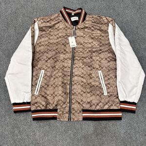 Men's retro trendy jacket with logo printed all over size L